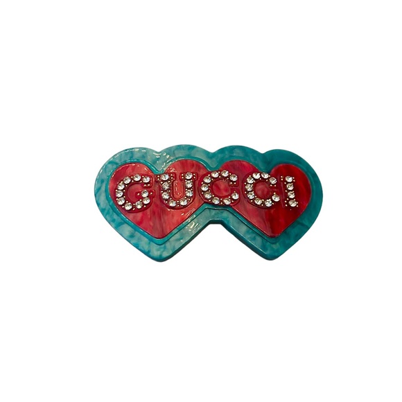 GUCCI Double Heart Women's Hair Clip Barrette Hair Accessory Clip - Picture 2 of 5